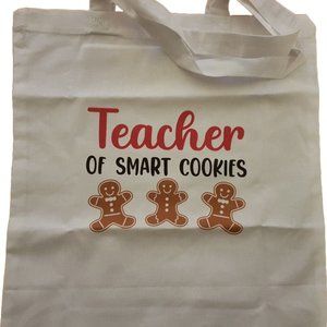 Graphic Tote Bag "Teacher of Smart Cookies" Gingerbread Men Gift Bag Book Bag